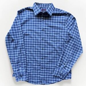 UNTUCKit Hofstatter Stretch Blue Checkered Button-Up Dress Shirt Men Size Large